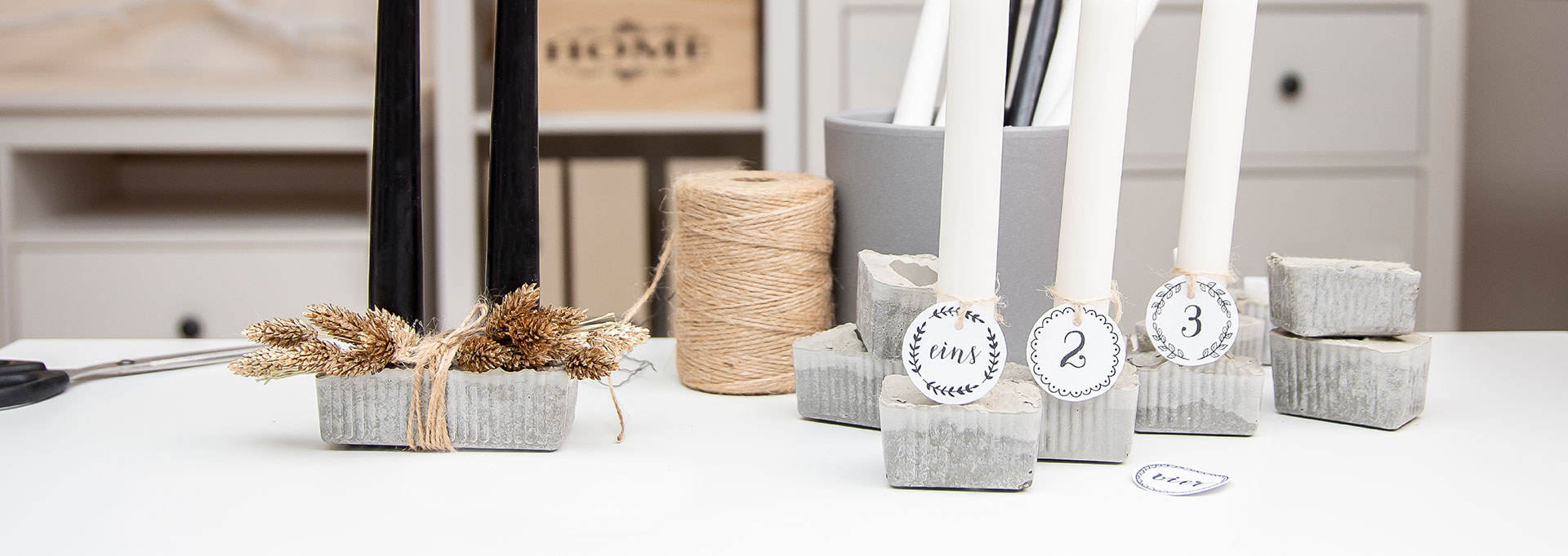 Stylische Kerzenständer aus Beton