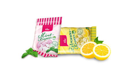 Viba Mint- und Zitronenkissen auf weißem Hintergrund