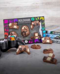 heilemann-schokoladen-figuren-gaming-preview Geschenkpackung mit Gaming Schokoladenfiguren
