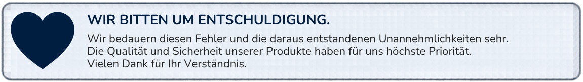 Wir bitten um Entschuldigung mit blauem Herz