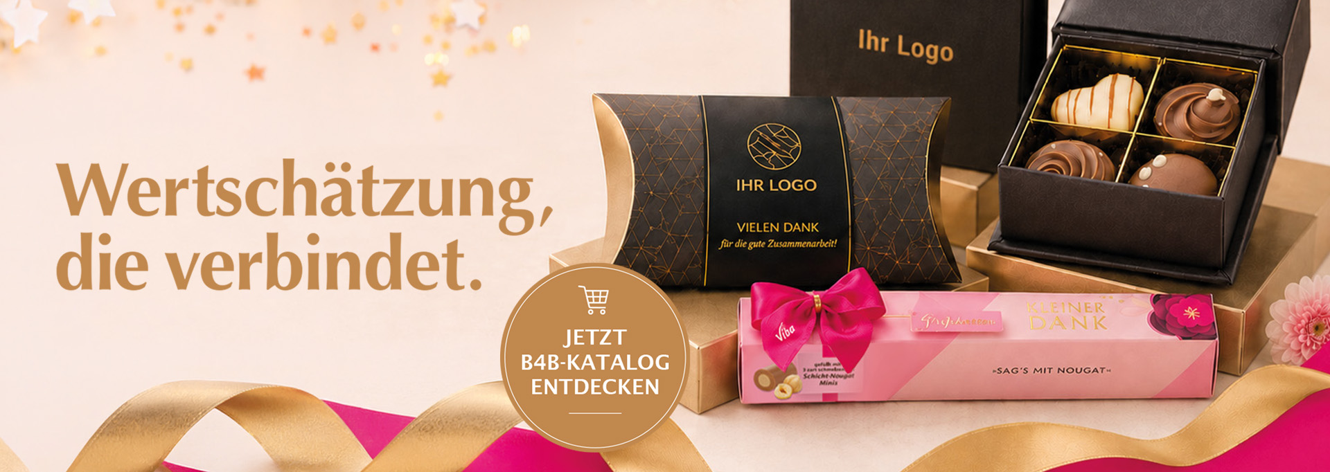 Geschenke für Mitarbeiter, Kollegen und Geschäftskunden – Individualisierte Firmenkunden-Präsente mit Pralinen, Schokoalde und Nougat